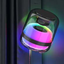 Txmfgh Bunte LED-Atmungsglasleuchte Transparentes Gehäuse Bluetooth-Audio Schwerer Subwoofer Tragbarer Bluetooth-Audio-Außenbereich