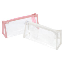 2 stuks pennenetuis, draagbare pennenetuis, grote transparante toilettas, transparante etui van PVC voor schoolkinderen, reisetui