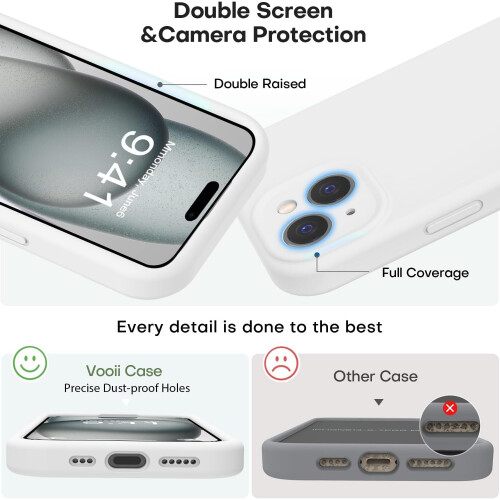 Συμβατή με θήκη iPhone15Plus, ενισχυμένη προστασία κάμερας, μαλακή επένδυση κατά των 2