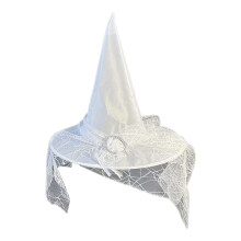 Halloween Party Witch Hat Lace Face Cover Wizard Witch Hat Polyester Taffeta Hat Costume