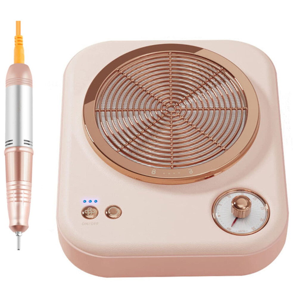 Pink Nail Dust Collector With Electric Nail Drill, 60W 2 In 1 Vacuum Cleaner For Professional Manicure Salon