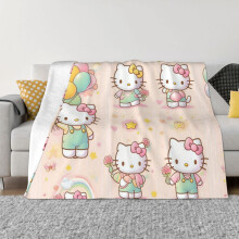 Hello Kitty Decke, Flanell-Fleece-Überwurfdecke, superweich, kuschelig, warm, Plüschbettwäsche für Sofa, Wohnzimmer, Schlafzimmer - 101,6 x 76,2