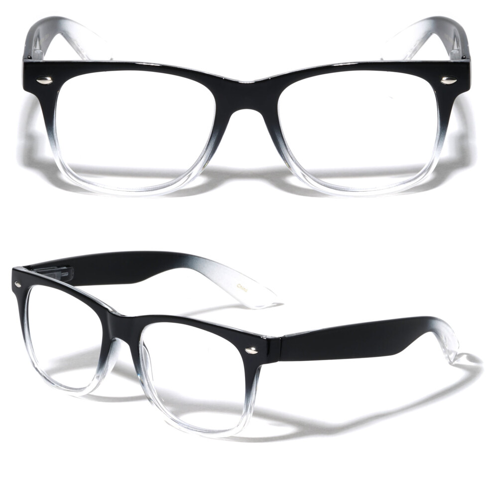 2 Pairs Transparent Neon Color Deluxe Reading Glasses - Comfortable Stylish Simple Readers Rx Magnification +2.75