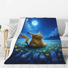 Flísová deka Pikachu, super měkká, útulná, prošívaná deka, dětské ložní prádlo, vlastnosti - super měkké 102 cm x 76 cm