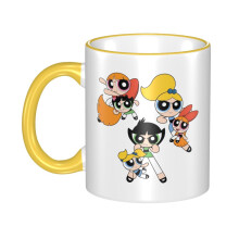 Leuke Powerpuff Girls keramische mok van 325 ml, gele koffiebeker met handvat, geschikt voor thuis en op kantoor, uniek cadeau voor vrouwen en
