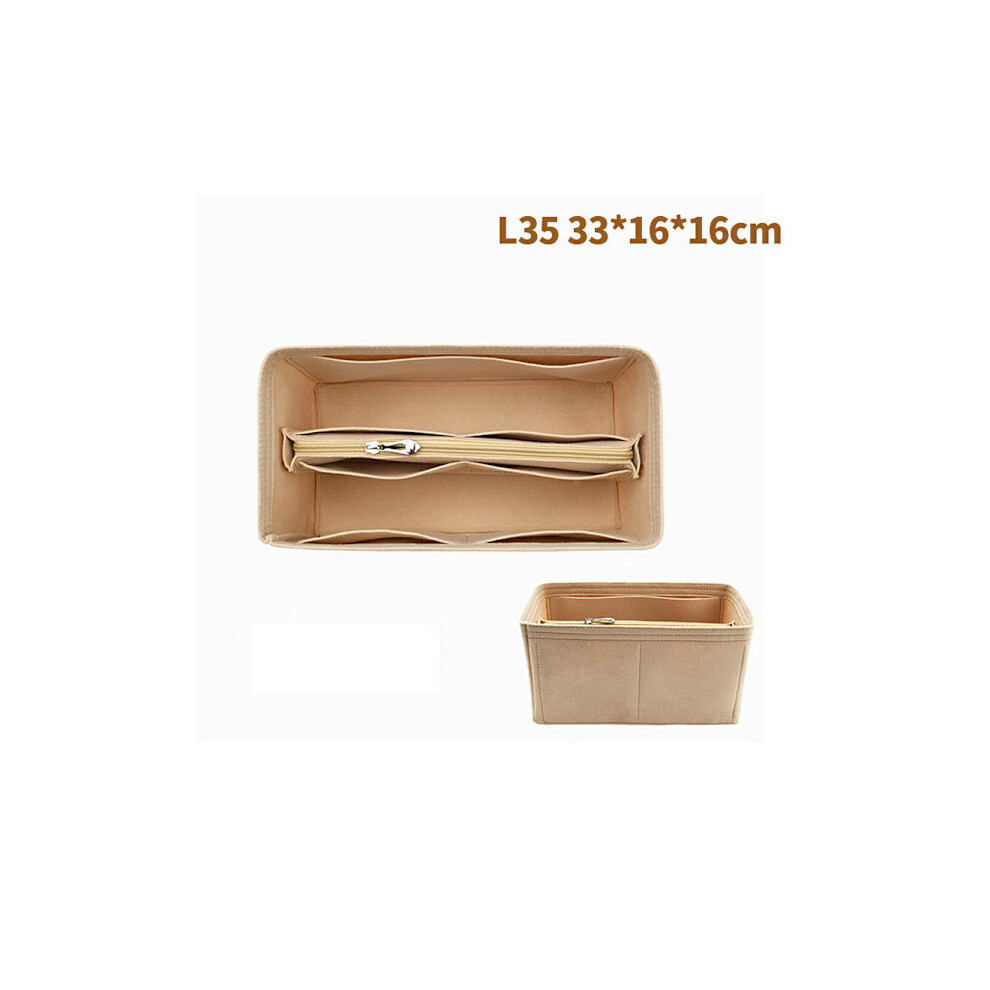 Bag Organizer Felt Cloth Insert 25 30 35 Makeup Handbag Coffe StyleC M Khaki StyleC L