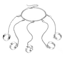 Modieuze vingerring met schakelketting, modieuze ring, sieraad voor dames, vingerdecoratie (zilver)
