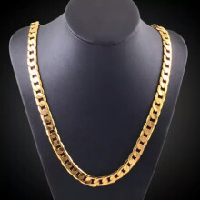 Collier RSAMD en argent massif plaqué or 18 carats, chaîne classique de 8 mm pour homme et femme, idéal pour les mariages, 50 cm, couleur or.