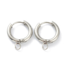 10 ks201Nerezové kroužky Huggie Hoops s horizontální smyčkou a chirurgickým ocelovým kolíkem 316, 18x15x2,5 mm, otvor: 2,5 mm, kolík: 1 mm