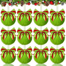 Conjunto de 12 bolas de Natal macias em formato de borboleta verde - Decoração de árvore de Natal em pelúcia para lareira e decoração natalina,