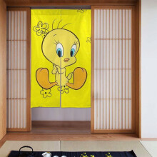 Cortina de porta semi-opaca de duas peças com estampa do Piu-Piu (Tweet Bird), 86 x 142 cm, ideal para decoração de quarto, sala de estar e quarto