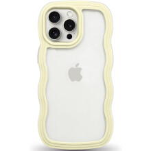 Capa compatível com iPhone 15 Pro Max, parte traseira transparente com borda ondulada, aderência antiderrapante, TPU macio à prova de choque e