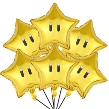 6 stuks verjaardagsballonnen, grote Mario-sterrenballonnen, Luigi-ballonnen, Mario-ballon