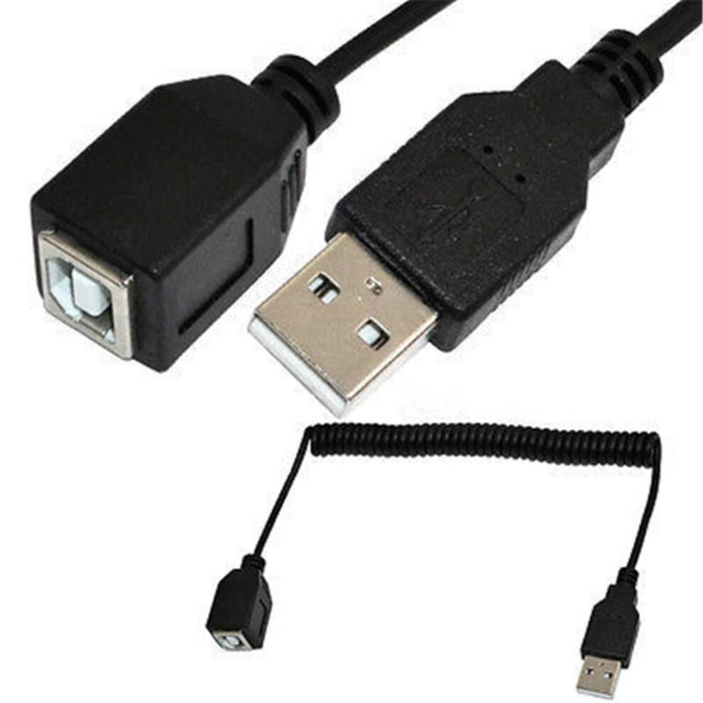 Usb Male To Usb B Female Cable Usb 2.0 A Male Plug To Usb B Female Jack Extension Coiled Spiral Cable 1M/100Cm 9164030728103
