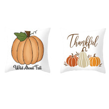 QISIWOLE Herbst-Kissenbezüge, 45 x 45 cm, 2er-Set, mit niedlichen Kürbissen, Zwergen und Ahornblättern, passend für Thanksgiving- und
