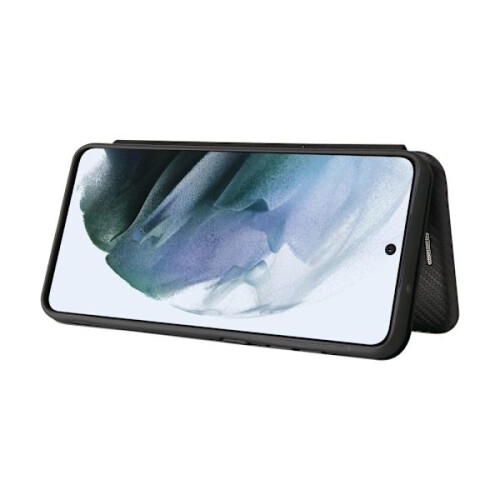 Θήκη πορτοφολιού SKALO συμβατή με Samsung S21FE από ανθρακονήματα - Μαύρο 2