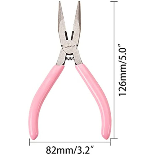 Alicate de bico fino de 12,7 cm (5 polegadas) com mandíbulas serrilhadas, mini alicate de precisão para projetos de artesanato e fabricação de 1