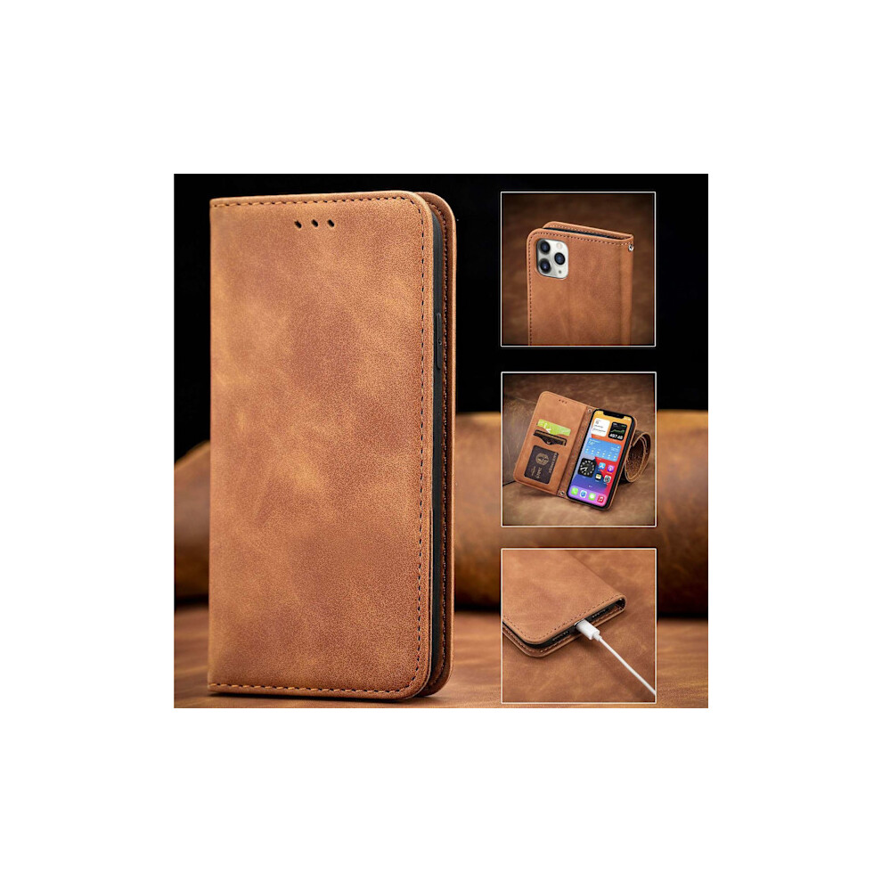 Case For Compatible With Iphone 16 Plus Flip Wallet With Card Holder Magnetic Brown 9164030729797