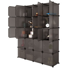 Estante Cubo com Porta, Organizador de Livros em Plástico, Organizador de Brinquedos para Armário, Prateleira em Formato de Tesseract, Estante de