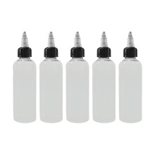5er-Pack 50-ml-Farbfläschchen, kompatibel mit Pipetten mit spitzer Öffnung, auslaufsicherer Drehverschluss für Klebstoff, Tinte, Verbandsmaterial