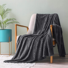 Manta grande de flanela Winysin com estampa de folhas em jacquard (50)