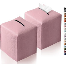 Kiibsot tissueboxhoes, moderne vierkante houder van PU-leer, geschikt voor dozen van 5"x5"x5", creatieve decoratie voor badkamer/kantoor/auto