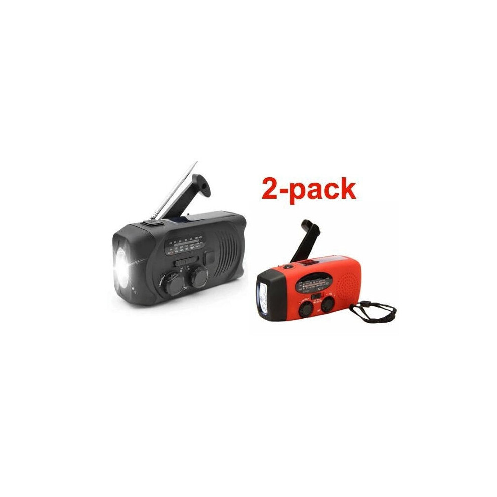 2-Pack And Crank Radio With Solar Cells, Flashlight And 2000Mah Powerbank Emergency Radio 250 Black/Red 9164030887954