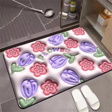 Dikke badmat van traagschuim met 3D-design, waterabsorberend en antislip, extra zachte badmat met diatomeeënaarde voor de badkamer.