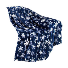 Kerstplaid - Zachte, warme flanellen deken met boom, rendieren en sneeuwvlokken, voor bank/sofa/bed, 51x59 inch, blauwe sneeuwvlokken