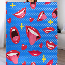 Plaid met vrouwenlippenmotief, 50x60 inch, zachte, knusse, op maat gemaakte flanellen fleece deken, lichtgewicht, warme en pluizige deken voor bank,