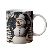 Christmas Christmas Ceramic Coffee Mug Tea Cup Snow Man Fluorescent White Snowman Mug
