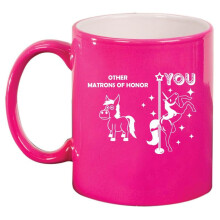 Matron Of Honor Superstar Unicorn Lustige Keramik-Kaffeetasse/Teetasse Geschenk für Sie (11oz Hot Pink)