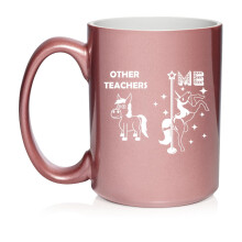 Lehrer-Superstar-Einhorn-Keramikbecher, lustige Kaffeetasse/Teetasse, Geschenk (440 ml, Roségold)
