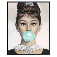 Décoration murale ASPORIC Audrey Hepburn - Affiche bleue Audrey Hepburn - Holly Golightly - Décoration murale glamour - Cadeau affiche de film