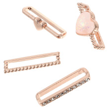4 anillos decorativos de silicona con diamantes de imitación en forma de corazón, anillos decorativos de metal para accesorios de banda.