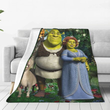 Pehmeä pehmoinen Swamp Talk Shrek ja Donkey -heittopeitto, yhteensopiva DreamWorks-sisustuksen kanssa, kaikkiin vuodenaikoihin sopiva matkapeitto