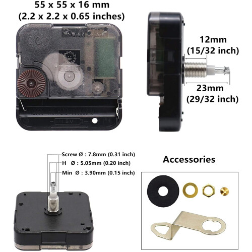 Mecanismo de relógio de alto torque com eixo longo e ponteiros de 30 cm (12 polegadas) de comprimento. 2