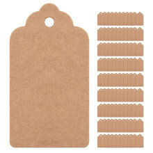 Pack 100 Rustic 40mmx70mm Scalloped Kraft Paper Card,Blank Brown Tag,Gift Tag,Luggage Tag,Price Label - Small (100)