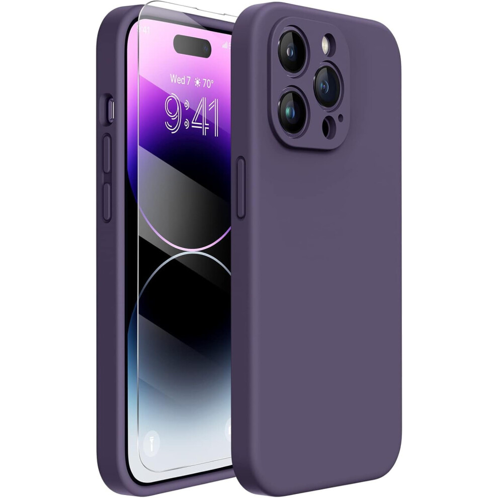 Compatible With Iphone 14 Pro Max Phone Case & Screen Protector, Upgraded Camera Protection, Shockproof Liquid Silicone With Microfiber Lining, 6.7 9322103965682