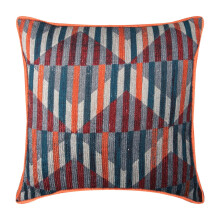 Putetrekk med glidelås, dekorativ oransje 61 x 61 cm ribbet bomullsputetrekk, stripete mønster moderne retrostil