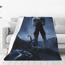 Niedliche Anime-Decke mit Black Panther-Motiv, ideal als Fangeschenk, superweicher, leichter Flanell, 152 x 127 cm, gemütliche Ganzjahresdekoration