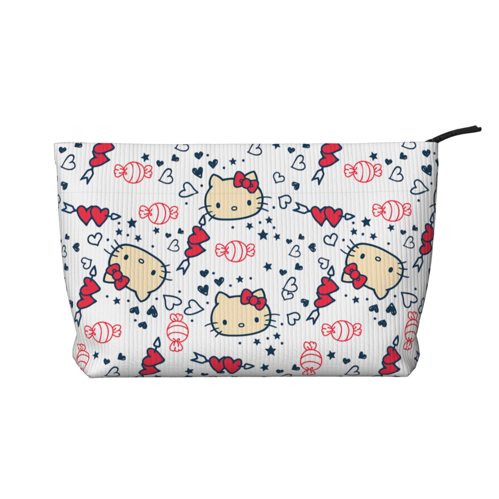 Hello Kitty Corduroy Cosmetic Bag Women's Toiletry Bag Accessories with Zipper Storage Bag Portable Cosmetic Travel Bag