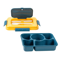 YgkuHd1600ML 5-Fächer Bento-Lunchbox mit integriertem Löffel, geeignet für Erwachsene/Kinder/Kleinkinder