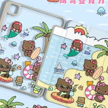 ins niche Hello Kitty 11-inch groen compatibel met Apple compatibel met iPad 9/8 tablet beschermhoes Air 5/6 penhouder Pro rotatie 4/3