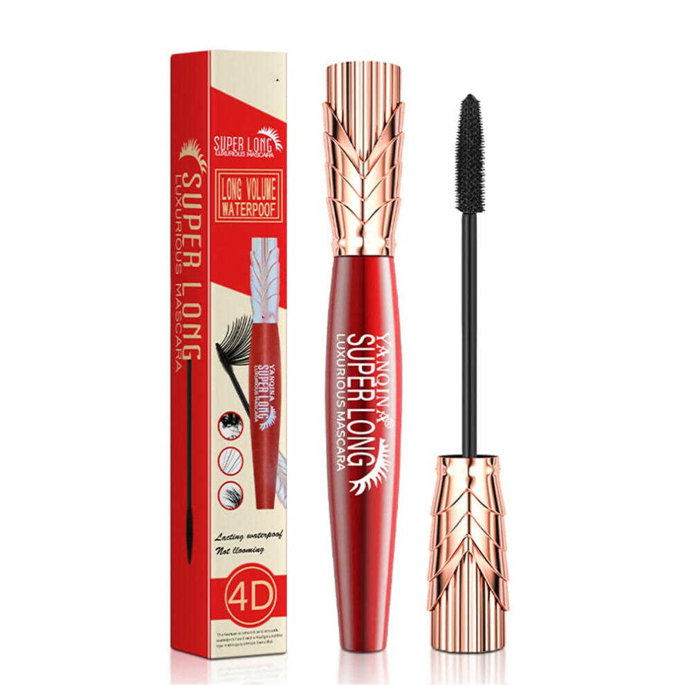 Black 4D Silk Fiber Lash Mascara Waterproof Long Lasting Curling Volumizing Mascara