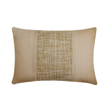 Håndlavet beige 30x35 cm pudebetræk til lænden, aflang pude i hør og jute, ensfarvet mønster i moderne stil - Sabrina Beige