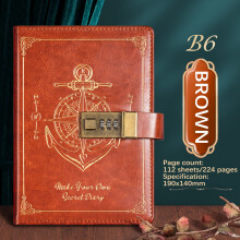 Dagboek met slot voor mannen, vintage dagboek met slot, navulbaar leren dagboek met slot voor volwassenen, B6Lock Journal