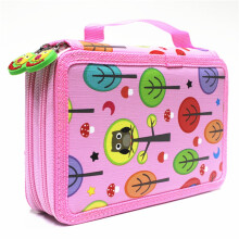 Kawaii penál s 32 otvory, 2 vrstvy, design růžové sovy, roztomilé korejské školní potřeby