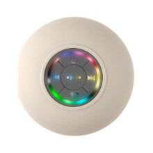 Mini-Bluetooth-Lautsprecher, wasserdicht, für Bad und Dusche, kabellos, RGB-Beleuchtung, Bluetooth-Saugnapf, Weiß