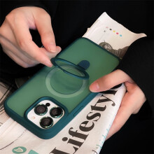 Telefoncover til iPhone 15Pro Max, kompatibel med Apple 15, matteret, usynlig ringbeslag, magnetisk sugekraft, drejelig linsebeskytter